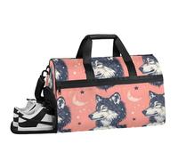 ducanll Borsone da palestra per uomo e donna, 43 l, misura media, con scomparto per scarpe, per aerei e donne, Lupi, 19.7 x 13.8 x 9.9 in