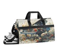 ducanll Borsone da palestra vintage da donna, impermeabile, per sport, musica, pianoforte, viaggi, weekend, per uomini e donne, borsa da notte con scomparto per scarpe, Pianoforte, 19.7 x 13.8 x 9.9