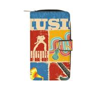 ducanll Portafoglio da donna con scomparti multipli per carte di credito e scomparto per cellulare, Amanti della musica, 19.7cm length, 11cm width, 3.5cm thickness