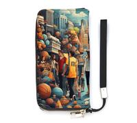 ducanll Portafoglio da donna con scomparti multipli per carte di credito e scomparto per cellulare, Città moderna, 20cm length, 10.5cm width, 2.1cm thickness