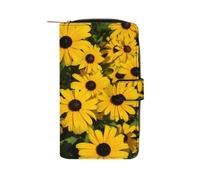 ducanll Portafoglio da donna con scomparti multipli per carte di credito e scomparto per cellulare, Crisantemi al sole, 19.7cm length, 11cm width, 3.5cm thickness