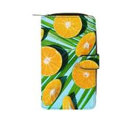 ducanll Portafoglio da donna con scomparti multipli per carte di credito e scomparto per cellulare, Frutta d'arancia al sole, 19.7cm length, 11cm width, 3.5cm thickness