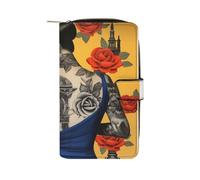 ducanll Portafoglio da donna con scomparti multipli per carte di credito e scomparto per cellulare, La schiena della donna, 19.7cm length, 11cm width, 3.5cm thickness