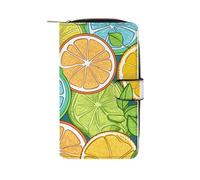 ducanll Portafoglio da donna con scomparti multipli per carte di credito e scomparto per cellulare, Multicolore Limone, 19.7cm length, 11cm width, 3.5cm thickness