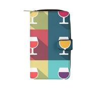 ducanll Portafoglio da donna con scomparti multipli per carte di credito e scomparto per cellulare, Motivo calice da vino, 19.7cm length, 11cm width, 3.5cm thickness