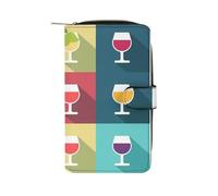 ducanll Portafoglio da donna con scomparti multipli per carte di credito e scomparto per cellulare, Motivo calice da vino, 19.7cm length, 11cm width, 3.5cm thickness