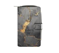 ducanll Portafoglio da donna con scomparti multipli per carte di credito e scomparto per cellulare, Motivo ambra incrinata in marmo, 19.7cm length, 11cm width, 3.5cm thickness