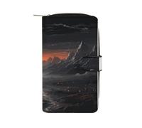 ducanll Portafoglio da donna con scomparti multipli per carte di credito e scomparto per cellulare, Paesaggio al chiaro di luna di, 19.7cm length, 11cm width, 3.5cm thickness