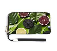 ducanll Portafoglio da donna con scomparti multipli per carte di credito e scomparto per cellulare, Texture Limone, 20cm length, 10.5cm width, 2.1cm thickness