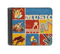ducanll Portafoglio sottile da uomo, con blocco RFID, in pelle, regalo di compleanno per uomo, Amanti della musica, 11.7x9.5cm, Amanti della musica