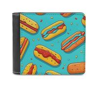 ducanll Portafoglio sottile da uomo, con blocco RFID, in pelle, regalo di compleanno per uomo, Hot Dog., 11.7x9.5cm, Hot Dog