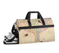 ducanll Rainbow Tree - Borsone da palestra da donna, impermeabile, con note sportive, borsone da viaggio per uomo e donna, con scomparto per scarpe, Nota allodola, 19.7 x 13.8 x 9.9 in