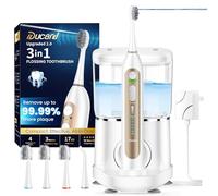 Ducard Spazzolino elettrico 3 in 1 con idropulsore, spazzolino da denti con filo interdentale aggiornato con 5 velocità e 3 modalità, 30 giorni/carica per la pulizia dei denti e la rimozione della