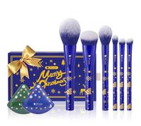DUcare Calendario dell'Avvento 2025, Set di Pennelli per Make-up Natalizio con Confezione Regalo - 8 Pezzi Pennelli Kabuki Foundation in Pelo Sintetico Premium，Set di Pennelli per Cosmetici, Scatola