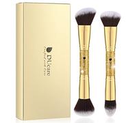 DUcare Pennello Fondotinta 2 Pcs Pennelli Polvere Doppia Testa Pennello per Arrossire Ritocco Manico di Design Glitterato