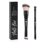 DUcare Pennello per fondotinta - Dual Head Contour Bronzing Makeup Brush Dual Head Self Tanning Makeup Brush per fondotinta, correttore, creme e trucco (B-nero)