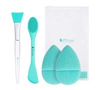 DUcare Set di miscelazione per maschere facciali 4PCS, Spazzole per la pulizia manuale del viso in silicone Spugne Pad Puff Kit di strumenti per la miscelazione di maschere facciali fai da te Verde