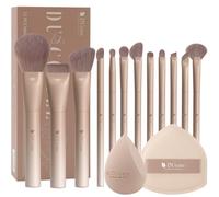 DUcare Set di Pennelli per Trucco 14Pezzi - Pennelli Make Up Set, Serie Caffè, con Spugnetta, Pennello Fondotinta, Pennello per Sfumare il Fondotinta, Pennello per la Cipria, Pennello per il Fard
