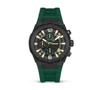 Ducati DT003 - Orologio cronografo da uomo, cassa da 43,5 mm, quadrante verde parziale trasparente, cinturino in silicone resistente, impermeabile 50 m, nero, moderno