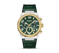 DUCATI DT006 Orologio cronografo - quadrante multistrato da 43,5 mm, cinturino in pelle verde con base in silicone, resistente all'acqua fino a 50 m, accenti dorati audaci per gli appassionati di