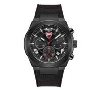 Ducati DT014 - Orologio cronografo da uomo, quadrante nero, cinturino in silicone e nylon, 41 mm