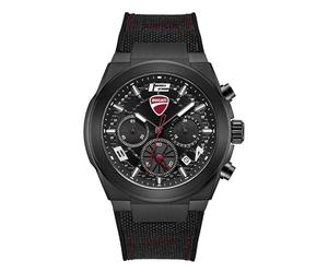 Ducati DT014 - Orologio cronografo da uomo, quadrante nero, cinturino in silicone e nylon, 41 mm