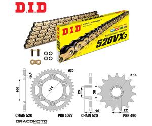 DUCATI MONSTER 600 1994-1994 catena corona pignone kit DID 520VX3 passo 520