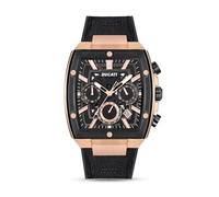 Ducati Orologio al Quarzo Uomo - Cronografo e Analogico, Cassa Rettangolare, Quadrante Semitrasparente, Stile Industriale, Sport Dress Hybrid Timepiece per Quotidiano e Casual, Oro rosa - Cinturino in
