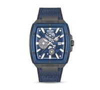 Ducati Orologio al Quarzo Uomo - Cronografo e Analogico, Cassa Rettangolare, Quadrante Semitrasparente, Stile Industriale, Sport Dress Hybrid Timepiece per Quotidiano e Casual, Blu - Cinturino in
