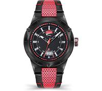 Ducati Orologio analogico al quarzo da uomo con cinturino in pelle DTWGB2019701, Nero/rosso