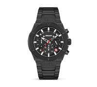 DUCATI DT004 Orologio cronografo da uomo con quadrante nero testurizzato, dettagli a contrasto, cinturino in acciaio inossidabile, resistente all'acqua fino a 50 m, cassa 43,5 mm, precisione elegante