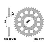 DUCATI PANTAH 600 1982-1982 corona PBR passo 530 38 Denti Acciaio C