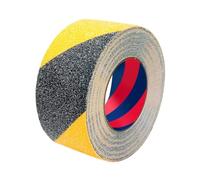 Duccinp Nastro adesivo antiscivolo nero e giallo con autoadesivo, 5 cm x 10 m, per gradini per scale, antiscivolo, ad alta trazione per pavimenti interni ed esterni