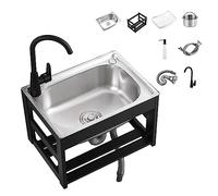 Duchunsheng Lavello da Esterno Lavello da Cucina Lavabo Sospeso, Lavello da Cucina in Acciaio Inox 1 Vasca, Lavelli Commerciale per Ristorante con Rubinetto, per Garage Ristorante Lavanderia