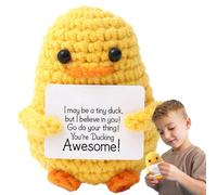 Duck All'uncinetto Positivo - Fatto A Mano 7.5x5x5cm | Bambola Di All'uncinetto Motivazionale | Du-CK Doll Regalo Per Animali Di Peluche Per Donne, Fidanzata, Amico, Compagno Di Classe E Bambin
