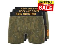 Duck And Cover Alizium Boxer Uomo In Cotone 3 Pezzi Verde, Nero