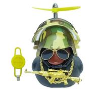 Duck Bell - Graziosa anatra con occhiali e cappello a elica, decorazione per cruscotto auto, corno d'anatra, decorazione per camper e moto