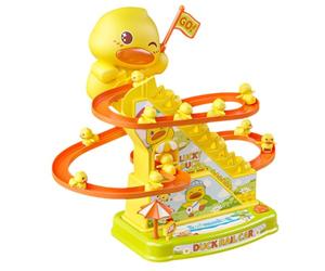 Duck Climbing Stairs Toy - Musical Light-Up Cartoon Duck Roller Coaster, Interactive Climbing Stairs Game, Engaging Early Learning Playset, Portable Durablee Toy | Kids Exercise Hands-On Ability Birth