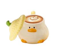 Duck Coffee Cup, carina tazza di caffè - Novità Funny Tea Cup con coperchio per cappelli | Drinkware a di animale da 400 ml con coperchio di stoviglie dipinte a mano con manico per donne adulti uomini