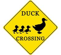Duck Crossing Sign 30,5 x 30,5 cm pollici metallo anatra segno divertente decorazione stradale cartello esterno animale attraversamento segno riflettente per fattoria garage anatra Xing segno, idea