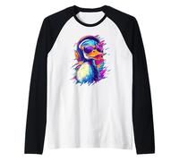 Duck DJ con Cuffie e Occhiali da Sole Maglia con Maniche Raglan