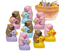 Duck Figurine - Miniature Animal Set, 8 Pieces Small Capybara Statues, Hand-Painted Craft Decor, Lightweight Durable Design | Creative Decorative Accessory For Home, Garden, Bonsai, Tabletop Display U