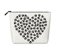 Duck Fly Upon River - Beauty case da donna, a strato singolo, adatto per riporre tutti i giorni, viaggi e viaggi di lavoro., Cuore d'amore con impronte di zampa, taglia unica