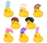 Duck In Gomma Con Parrucca - Wigs Bath Ducks 8pcs, Simpatico Tocco | Design Portatile Fai -da -te Acconciature Colorate Che Decorano La Casa Per Bambini Feste Di Compleanno Del Bagno E