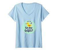 Duck Life: Got Any Grapes? Umorismo Meme Divertente per Gli Amanti delle Anatre Maglietta con Collo a V, Donna, Celeste, S
