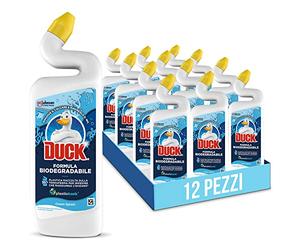 Duck Liquido WC Gel con Formula Biodegradabile, Fragranza Brezza Marina - Previene il calcare e profuma il WC, Formato Scorta da 12 pezzi