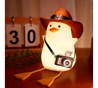 Duck Night Light, lampada da cowboy Duck con cappello da cowboy e mini macchina fotografica e colore caldo dimming timmer per la stanza dei bambini, regali di compleanno di Natale per bambine ragazzi