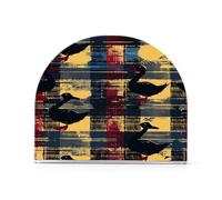 Duck Preppy Art Plaids Portatovaglioli piatto in acrilico per bar da picnic Rustico portatovaglioli autoportante per tavolo decorazione domestica per esterni, sala da pranzo