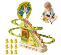 Duck Roller Coaster, Electric Climbing Toy, 10.75x8.5in Led Music Stairs, Includes 9 Ducks, Flashing Lights & Sound for Kids Boys Girls Interactive Fun Playtime