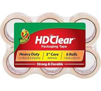 Duck Tape Nastro adesivo resistente e trasparente per imballaggio, confezione da 6 pezzi, per pacchi e scatole, forte tenuta adesiva, 48 mm x 50 m.